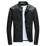 Wordless Autumn Winter Mens Zipper PU Leather Jacket