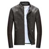 Wordless Autumn Winter Mens Zipper PU Leather Jacket