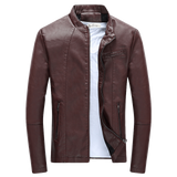 Wordless Autumn Winter Mens Zipper PU Leather Jacket